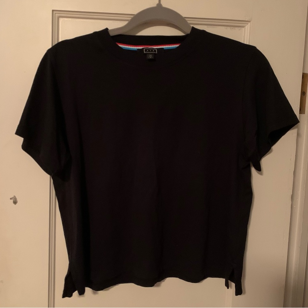NWOT AYR Pima Cotton Sno Cone Short Sleeve Shirt Black Size Small